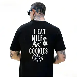 I Eat Milf & Cookies T-shirt, Basic Cotton Crewneck.