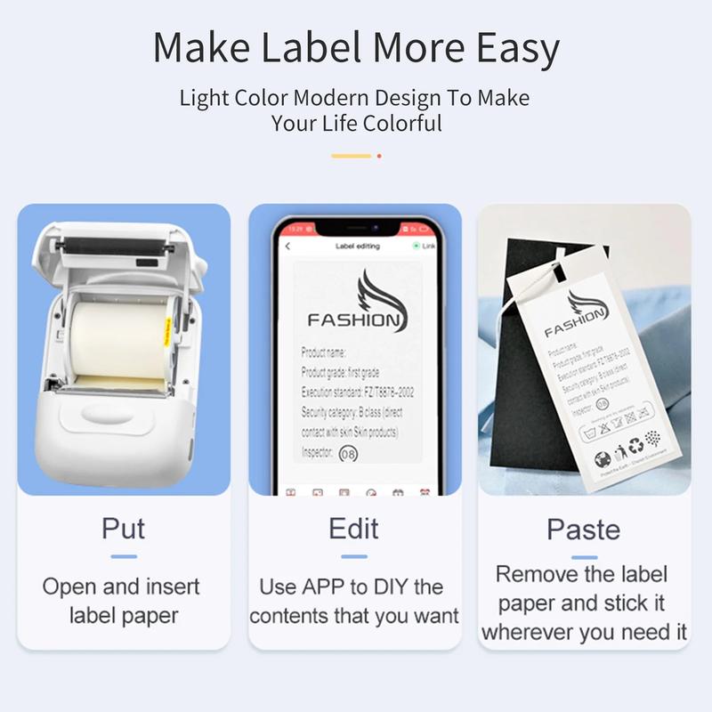 Portable thermal paper, self-adhesive, suitable for use in schools, offices, and homes. Can be used to print clothing labels, spice jar labels, name tags, with a waterproof, oil-resistant, and durable design.