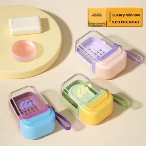Dopamine Portable Soap Box Travel Mini Small Soap Box Sealed Double Layer Drainage with Lid High-end Storage Box