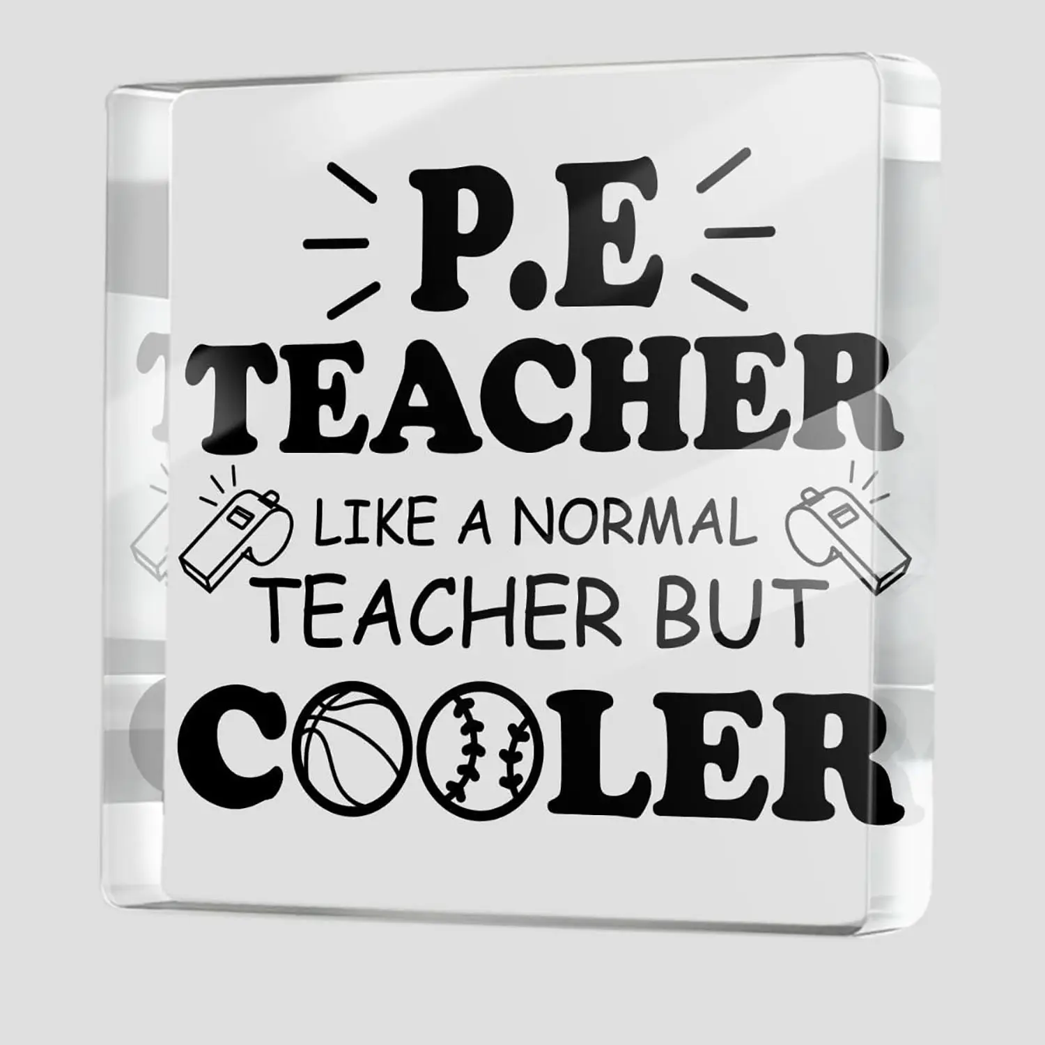 Physical Education Teacher Gift, Like a Normal Teacher But Cooler Acrylic Plaque Decor, Thank You Teachers Day Gifts for PE Teachers Coach, Desk Decorative Signs for Home Desktop Shelf Cubicle, Acrylic Desktop Decoration, Novelty Decor