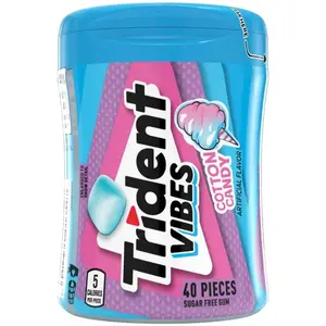 2x Trident Vibes Cotton Candy Chewing Gum - 40 Count Pack for Sweet Treats, Fun Snacks, Fresh Flavor, Bubble Gum Lovers, Portable Pack, Ideal for Sharing 40ct