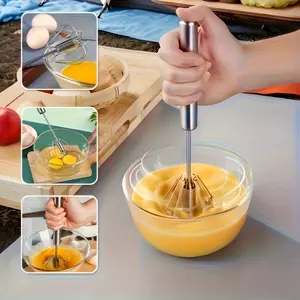 Multifunctional Kitchen Stainless Steel Mixer and Whisk, 2 Models Available, Home Baking Tool, Manual Cream Egg Beater, Portable Push Stirrer, Egg Cracker Tool