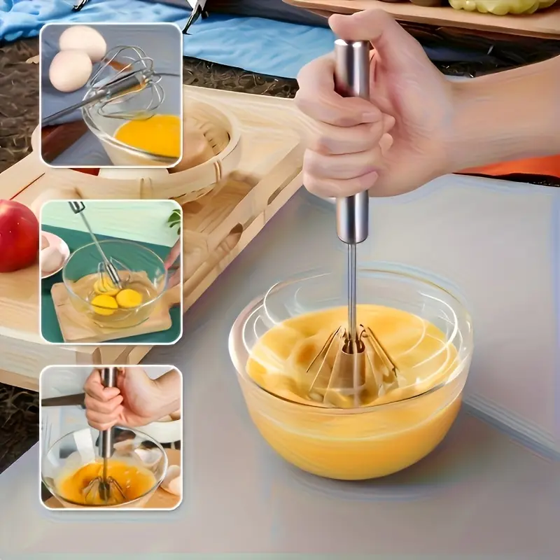 Multifunctional Stainless Steel Mixer and Whisk, 2 Models Available, Home Kitchen Baking Tool, Kitchen Gadgets, Manual Cream Egg Beater, Handheld Portable Push Stirrer