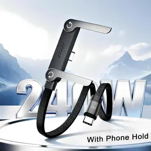 240w Foldable Phone Stand Fast Charging Cable, USB-C to Type-C Interface Data Line, Portable and Convenient Mobile Accessory