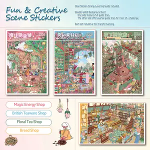 Shop-Themed Scene Stickers, DIY Scene Sticker Sets, Landscape Stickers, Stress-Relief Sticker Art