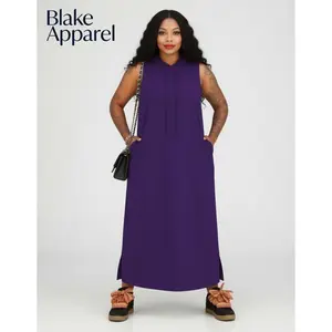 Blake Apparel Women's Plain Drawstring Hooded Tank , Casual Basic Pocket Sleeveless  for Summer, Fashion Women's Clothing for Daily Wear, Casual Chic  Mini  Fish Print Dress graduation