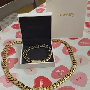 【Set】Cuban Chain Pendant 14K Gold-Plated Cuban Chain Necklace Unisex 316L Stainless Steel Miami Thick Chain Hip-Hop Jewelry 6/8/10/12/14mm Scratch-Resistant, Water-Resistant, Fade-Resistant Includes gift box