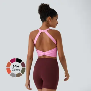 Halara Softlyzero️ plush Backless Cut Out Twisted Cropped Yoga Tank Top Style Activewear