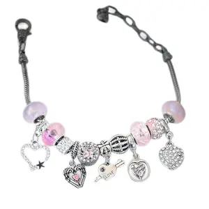 Energy Charm Bracelets - Silver Dangle with Gems & Charms for Party or Everyday Wear