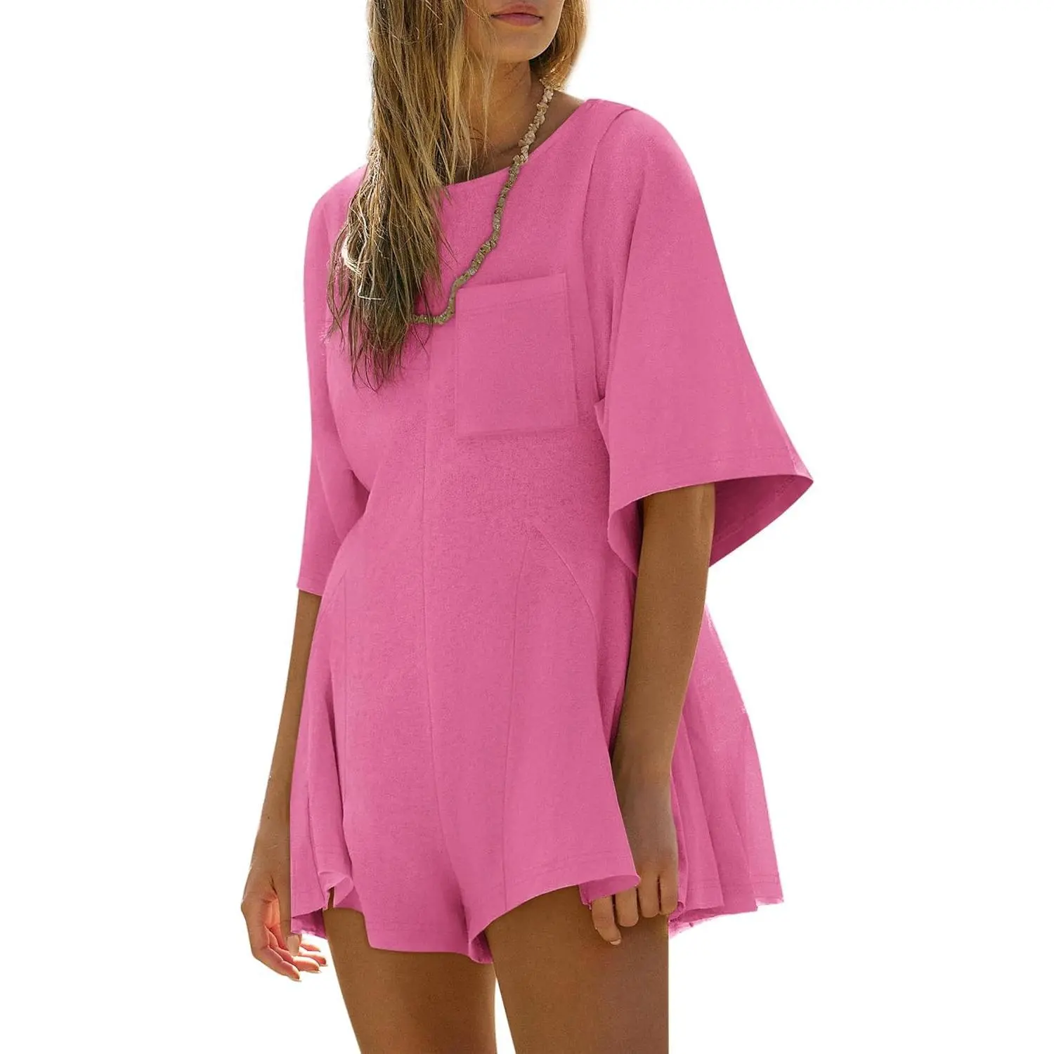 Imily Bela Rompers for Women Spring Outfits Summer Casual Short Sleeve Crew Neck Loose Jumpsuits with Pocket Imily Bela Rompers for Women Spring Outfits Summer Casual Short Sleeve Crew Neck Loose Jumpsuits with Pocket