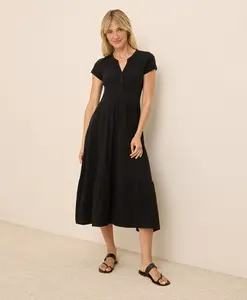 Women's Relaxed Slub Henley Market Dress
