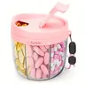 Cute Pink Pill Dispenser with 7 Large Compartments Portable Organizer BPA-Free Wide Opening Anti-Mix Travel Pill Container Healthcare Color-Coded Weekly Pill Organizer