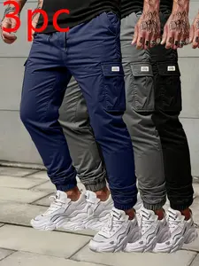 Men's Soft Shell Work Pants, Multi-Pocket Design, Street Style Sporty, Spring Summer Fall Wear, Casual Loose Fit