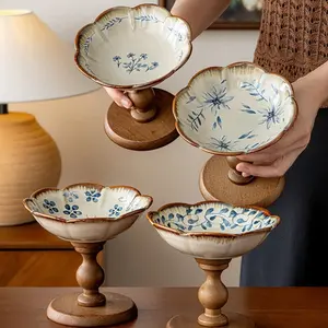 Handmade Ceramic Tableware Dessert Plate, Flower Shape 6 Inch Ceramic Fruit Bowl, Salad Dish, Serving Bowl, Jewelry Tray, Key Holder, Aesthetic