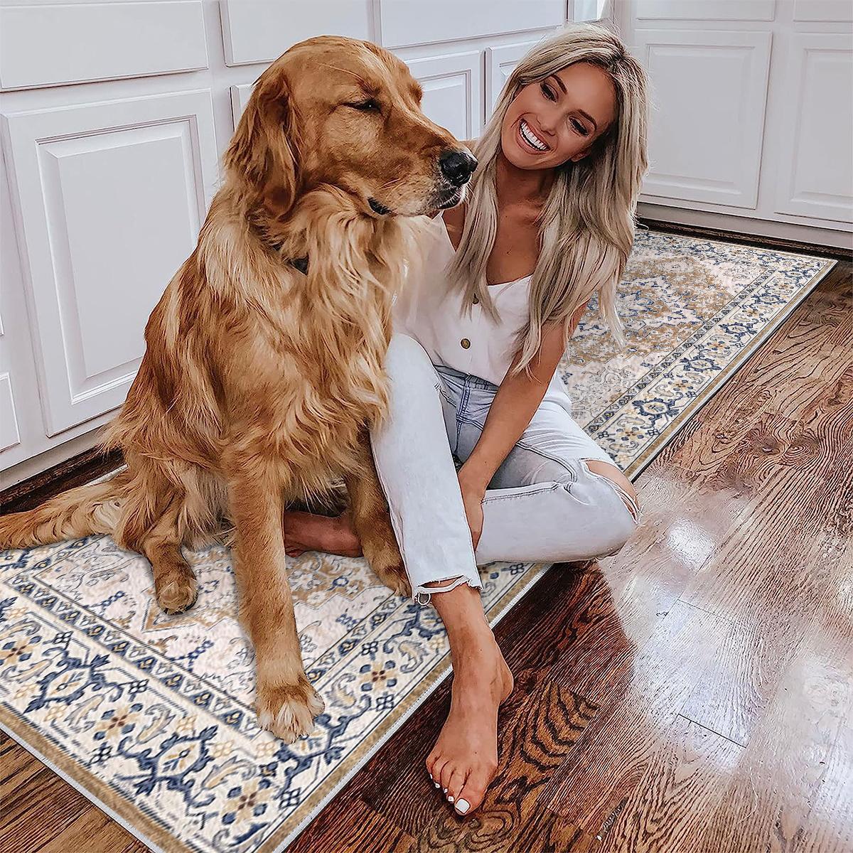 2'x6' Washable Boho Runner Rug, Non Slip Vintage Bohemian Indoor Carpet for Bedroom, Kitchen, Living Room, Hallway