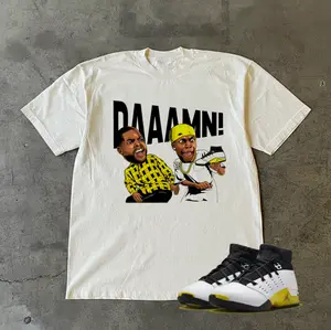 Daaamn Shirt To Match 14 Low Lightning, Friday Movie Parody Shirt To Match Sneaker BLack White Color