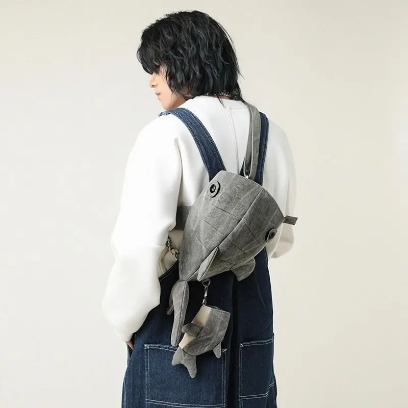 Trendy Zoo Whale Shark Bag, Shark Bag for Men and Women, Unique Design Crossbody Bag, Funny Canvas Whale Bag