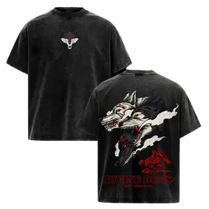 Fushiguro Megumi Divine Dogs T-Shirt Jujutsu Kaisen Anime Graphic Tee Oversized Acid Washed Shirt Japanese Streetwear Sorcerer Dog Summon Shirt Gift for Anime Fans