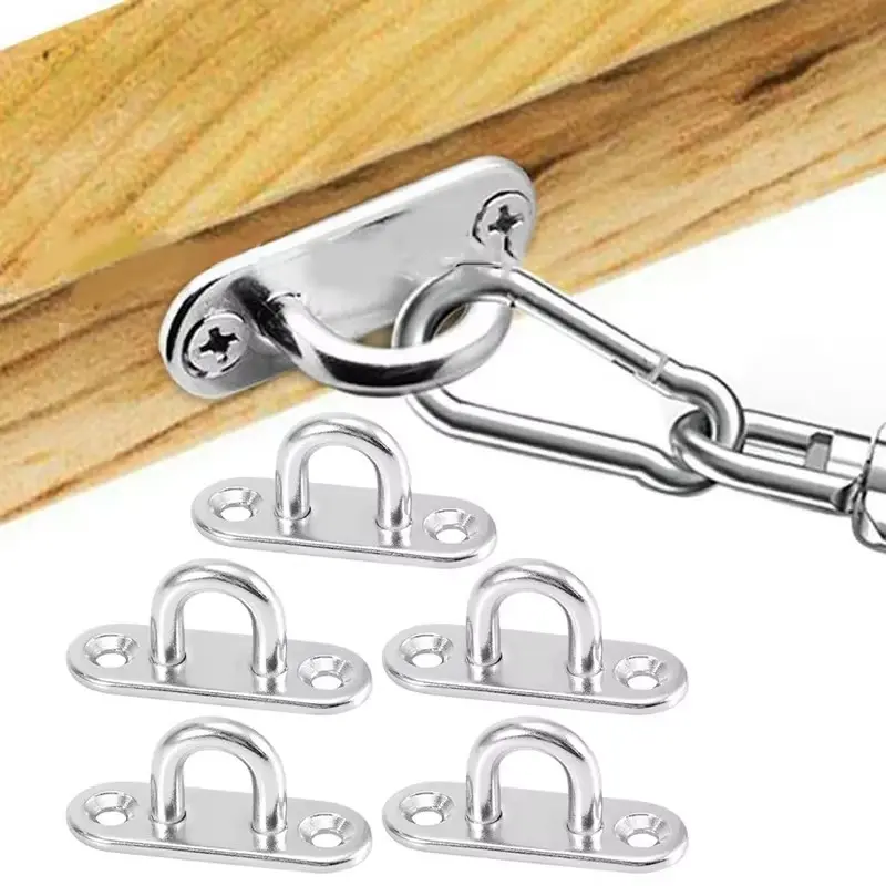 Stainless Steel U-Type Hook Set with Convenient Installation, Versatile Usage, Spring Hooks, Sunshade Hardware, String Light Hooks, Plant Hooks, Boat Hardware Nail Ring, Marine Hardware, Curtain Hooks for Drapes, Curtain Holder, Adjustable Curtain Hooks