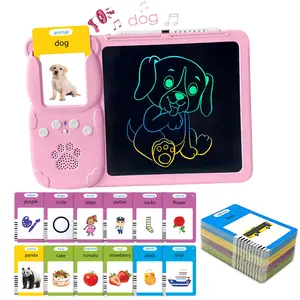 English & Spanish LCD Writing Tablet - Tri-Mode Language Switch with Flash Cards Three-in-One Design, Durable & Erasable, Eye Protection, Ideal for Autism Therapy - Perfect Holiday Gift for Home Learning Charging Kid Portable Screen Rechargeable Toddler