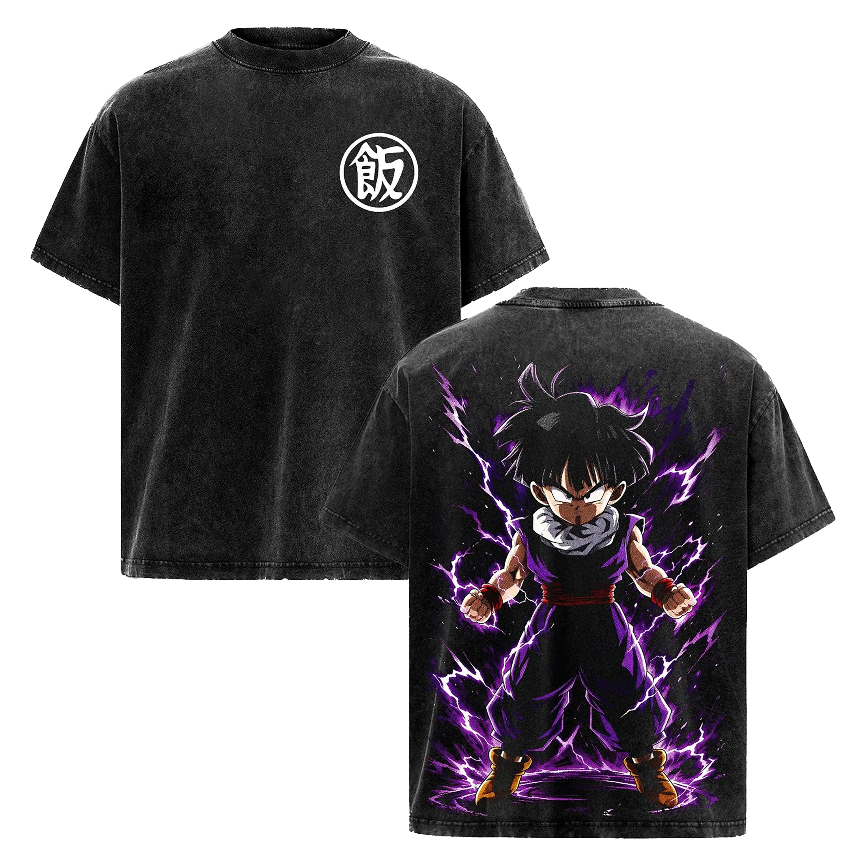Kid Gohan Hidden Power Acid Wash Tee | DBZ Anime Streetwear | Men's Oversized Vintage Graphic Shirt | DBZ Y2K Apparel