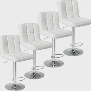 Bar Stools Set of 4, 24 inch Counter Height Bar Stools,Upholstered Modern Kitchen Barstools with Metal Base