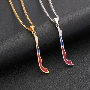 stainless steel Chile map necklace men's and women's couple sweater chain world necklace accessories