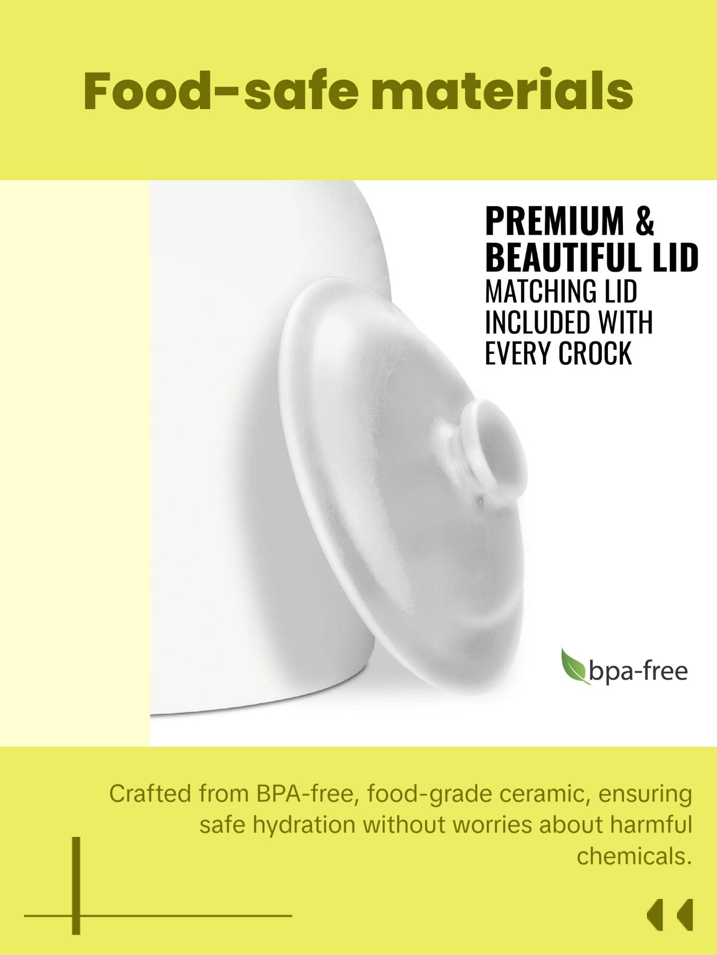 GEO Porcelain Ceramic Crock Water Dispenser w/ Stand – White