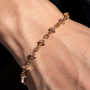 [ICE HUE]18K Gold Vacuum Plated Copper with 5A+ Sri Lanka Zircon Divine Prayer Full Cross Design Bracelet Miami Italy Mexico & Micro Inspired for Women & Men Luxury Jewelry,Daily Wear,Casual Fashion,Gift Idea,,Classic,Hip Hop,Sporty Style