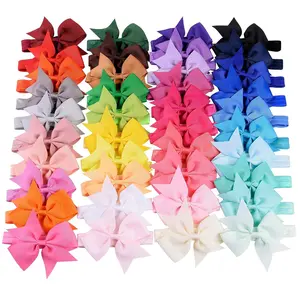 40pcs 4in Slip-Proof Stretch Elastic Grosgrain Ribbon Hair Headbands with Bows, Animal Shapes & Decoration, Newborn Girls’ Baby Hair Accessory, Essential Baby Item