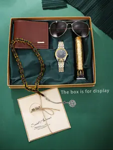 Men's Watch Set, Accessories Set with Sunglasses, Hair Clipper, Wallet, Beads, Greeting Card, Perfect Gift for Daily Use, Back-To-School, Father's Day