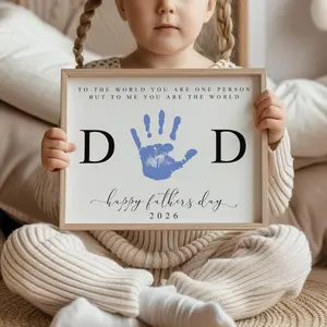 Father's Day Handprint Printable, Gift for Dad, Father's Day Poster ( Unframe)
