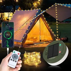 Solar outdoor string lights, portable waterproof solar-powered camping lights, Tent Lantern with Remote Control for Camping, Yard, Garden and Hiking New Year Gifts