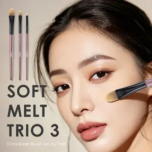 TMR Trio 3-Piece Flat Round-Head Concealer Brush Set – Concealer Blending Brush Set