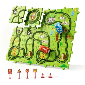 64/48/32 PCS Jigsaw Puzzle Game Mat with Cars&Traffic Signs,Brain Training&Improving Thinking Ability, Family Games, Holiday/Birthday gifts