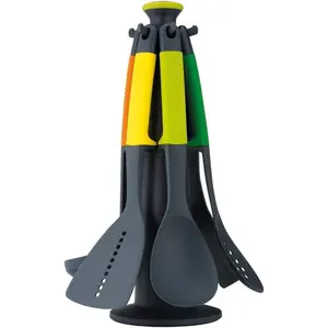 Elevate Carousel Nylon Kitchen Utensil Set with Rotating Storage Stand, 6-Piece, Rainbow