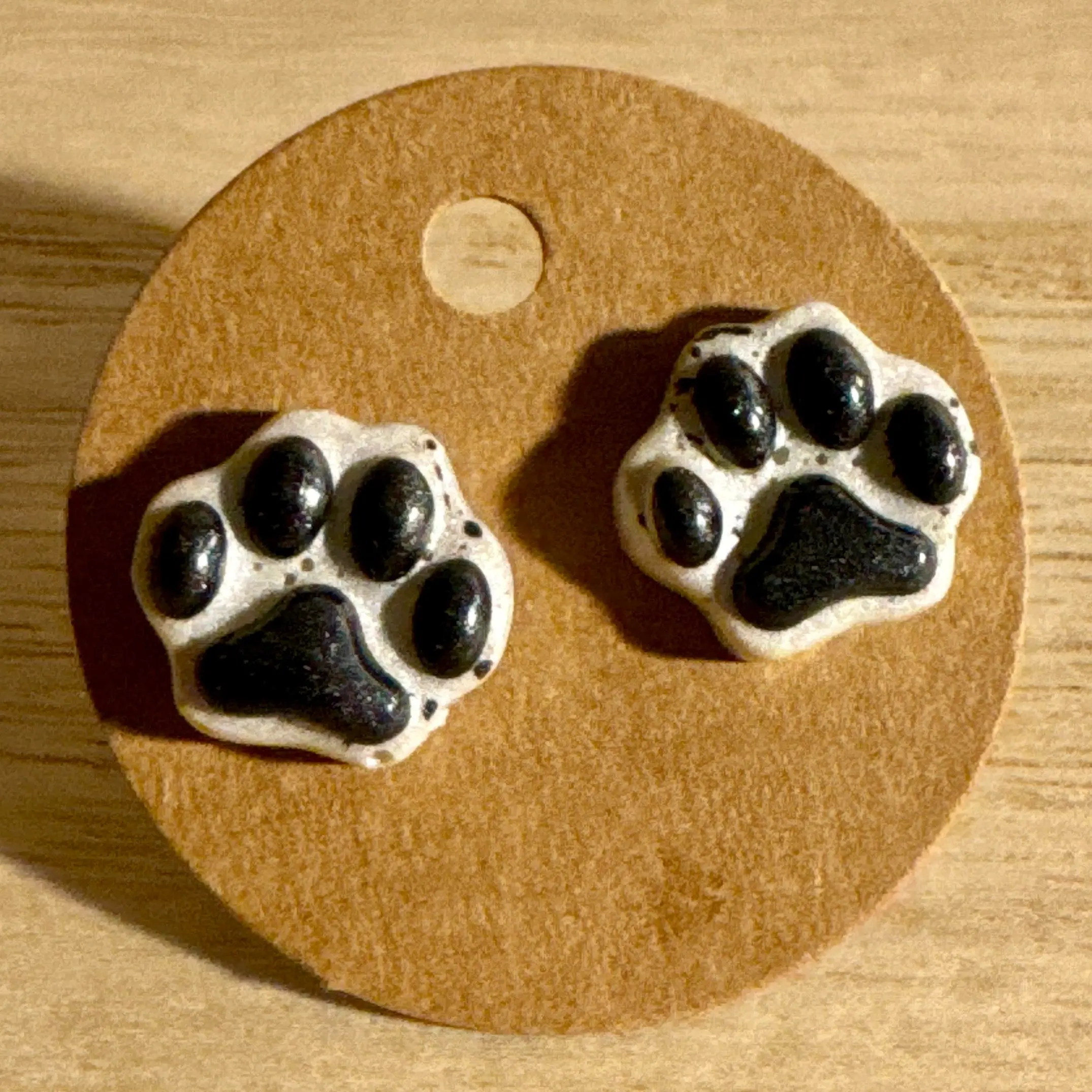 ChillPeople Dalmation Paw Stud Earrings - Cute Animal Jewelry for Women & Kids of All Ages, Dog Lovers, Gold Plated Studs
