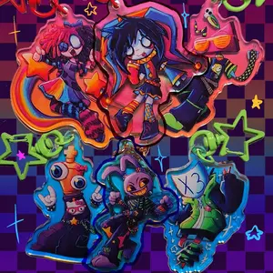 Scene-ish TADC Holographic Acrylic keychains!!! Pomni, Jax, Ragatha, Kinger, Zooble, and Gangle - 2