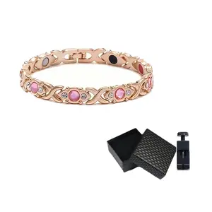 Energy Magnetic Bracelet for Women – Eco-Friendly Alloy with Diamonds, Adjustable Wristband, Perfect Valentine's Day Gift