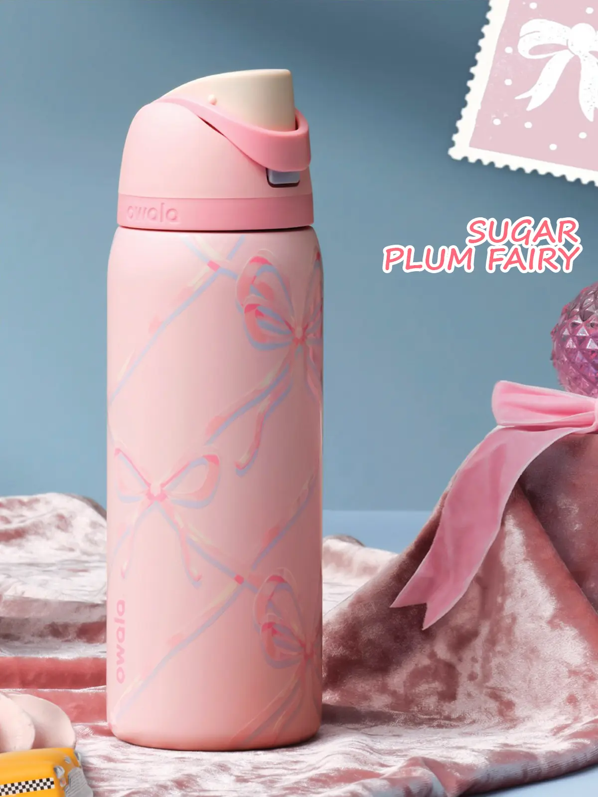 OWALA FreeSip 32oz Sugar Plum Fairy Holiday Collection Limited Edition Stainless Steel Water Bottle. Leak-Proof Lid And a Built- In Straw. You Spirited Sips Any Time Of Day. Suitable for Sports, Outdoor, Travel, Camping. Birthday Gift.