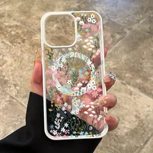 Plant and Flower Pattern Magnetic Case Shockproof Drop-Proof All-Inclusive Lens Protection for iPhone 17 16 15 14 13 12 11 XS X Samsung Series Perfect Holiday Gift