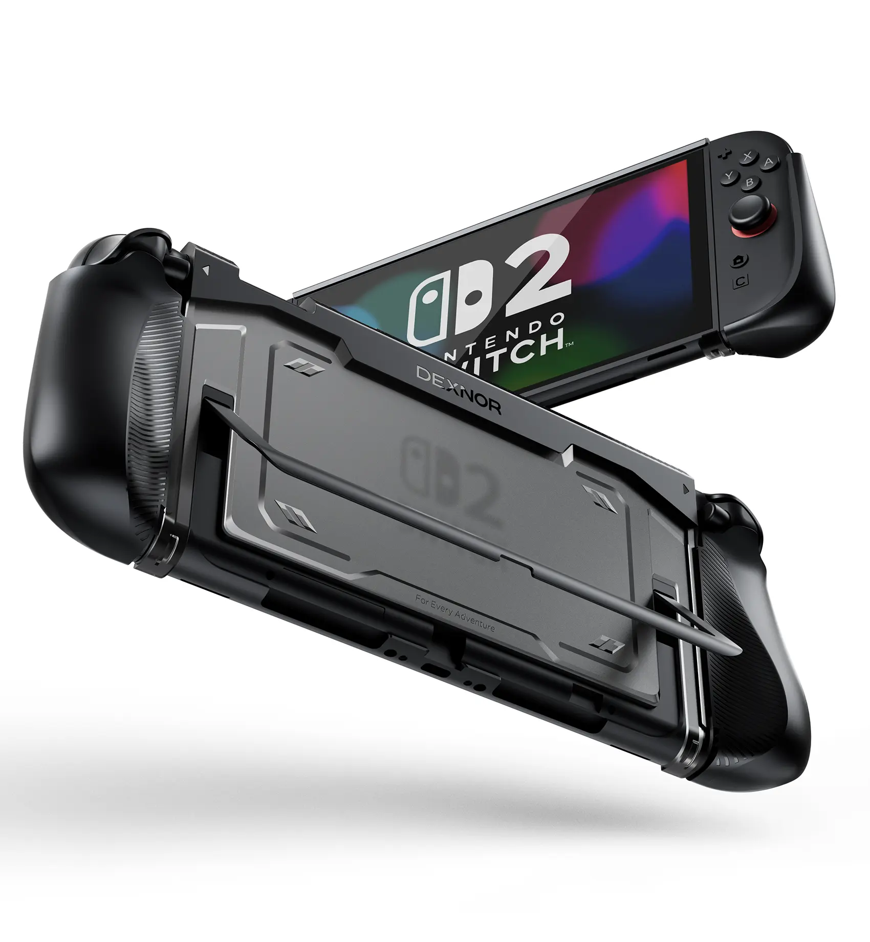 Dexnor for Nintendo Switch 2 Case 2025, Ultra-light Shockproof Dockable Cover with Non-slip Ergonomic Grip & Supports Stand Use