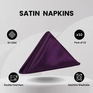 20 inch Satin Cloth Napkins Eggplant (Pack of 10)
