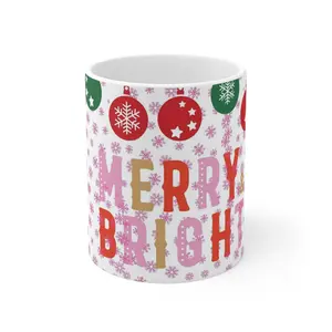 Merry and Bright Speckled Ceramic Mug (11oz)