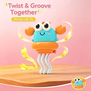 Dancing Crab Baby Toy, Crawling Crab Tummy Time Toy, Rechargeable Magic Dancing Music & LED Octopus for 3 4 5 6 Year Old Kids Boy Girl Birthday Gifts, Funny Dancing Crab for Floor Games