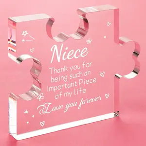 Niece Gifts from Auntie Acrylic Puzzle Plaque - Christmas Mothers Day Valentines Day Anniversary Wedding Birthday Gifts for Niece Desk Decorations, Acrylic Desktop Decoration