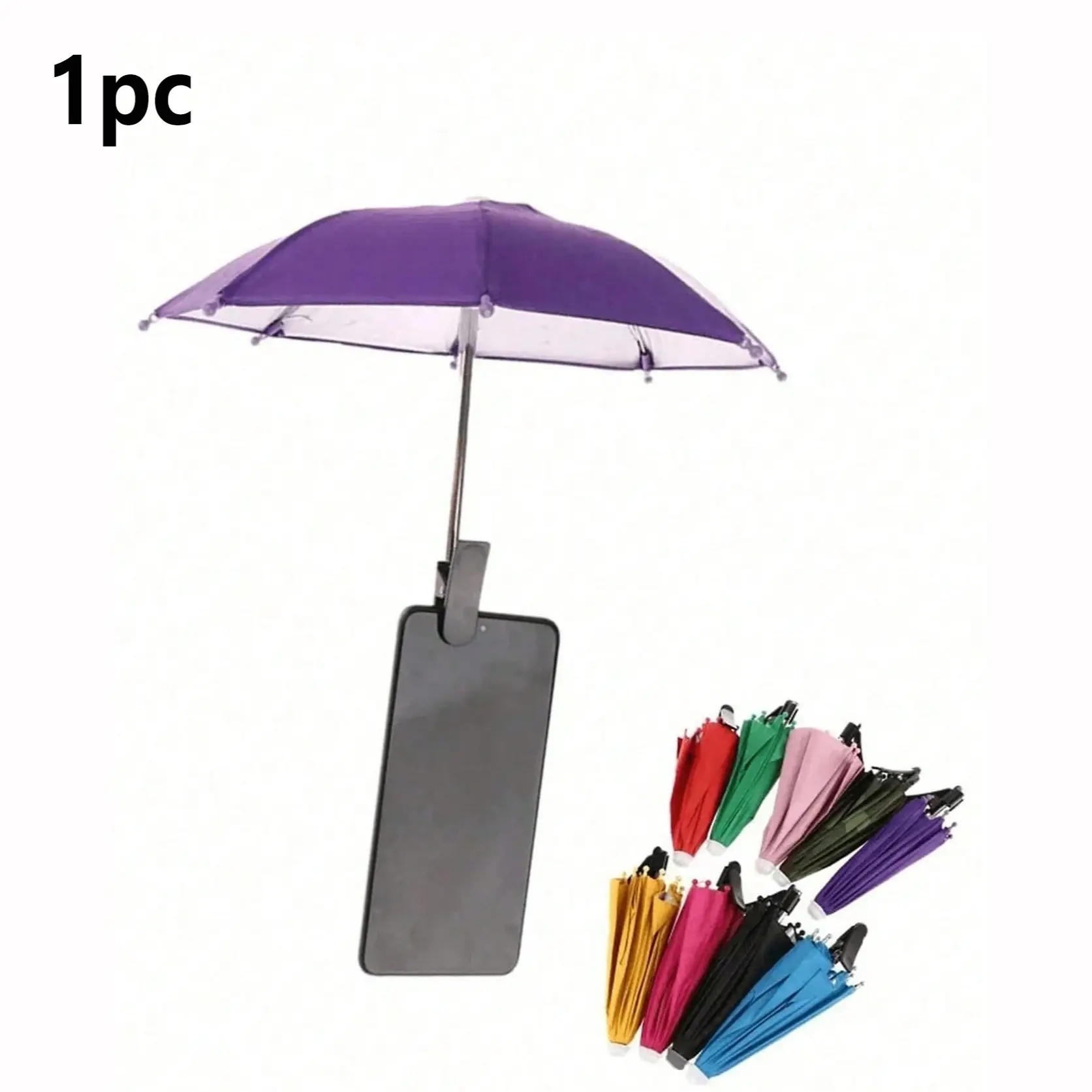 Phone Holder Umbrella, Outdoor Waterproof Sunshade Sun Parasol Umbrella with Phone Stand, UV Protection Mini Umbrella for Light Rain, Universal Phone Shade, Portable Sun Parasol