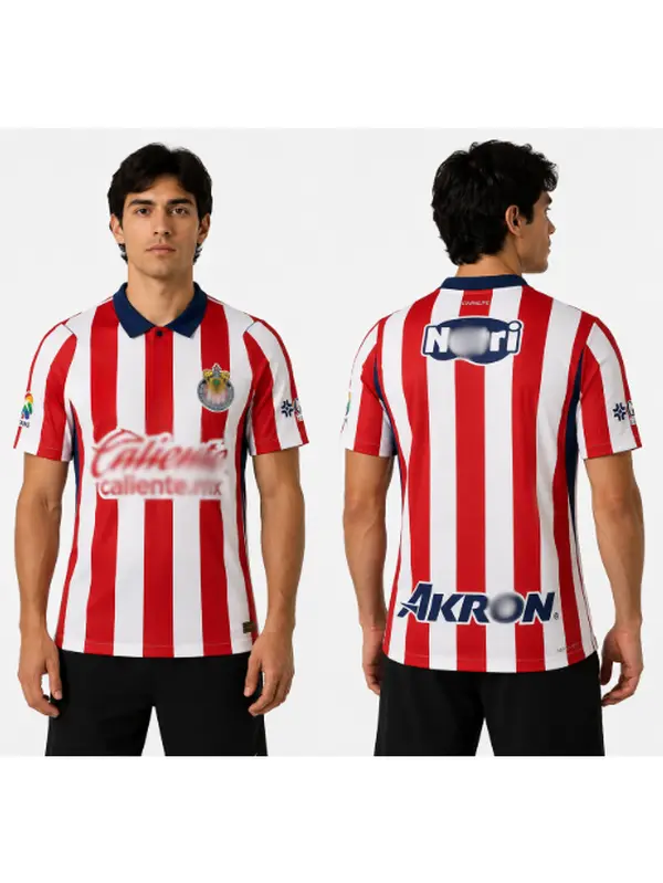 Men’s Premium 2026/27 Edition Chivas Soccer Team Jersey, Retro Football Graphic Shirt, Lightweight Breathable Polyester Sports Top, Short Sleeve Athletic Streetwear, Casual Match Day Shirt/