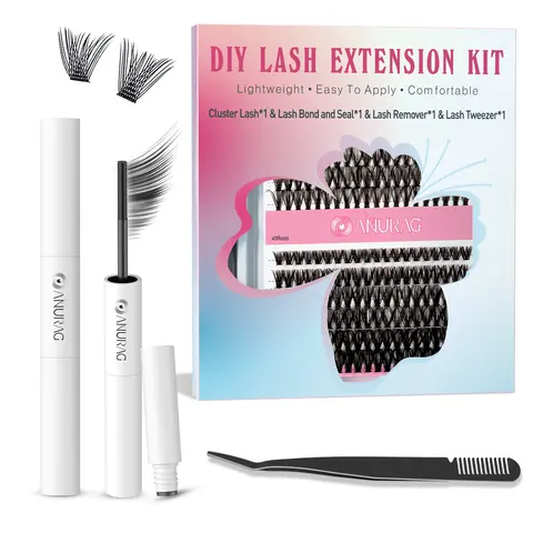 240pcs Natural DIY Cosmetic Eyelash Clusters Kit - 9-17mm D Curl 30D-40D Volume Extensions, 10ml Glue-Based Lash Book Kit False Eyelashes & Adhesives with Applicator, Sealer, Tweezers for Adults, Dramatic Lashes, Christmas Gifts