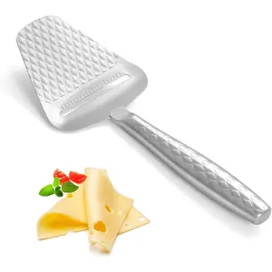 Stainless Steel Cheese Slicer – Effortless Slicing for All Cheeses – Premium Handheld Cheese Cutter – Cheese Plane for Block Cheese – Quilted Pattern Reduces Resistance, Non-Stick & Ergonomic Grip